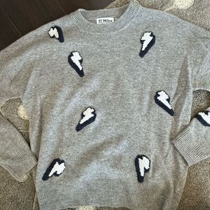 27 Miles Gray Sweater with Lightning Bolt Design, XS